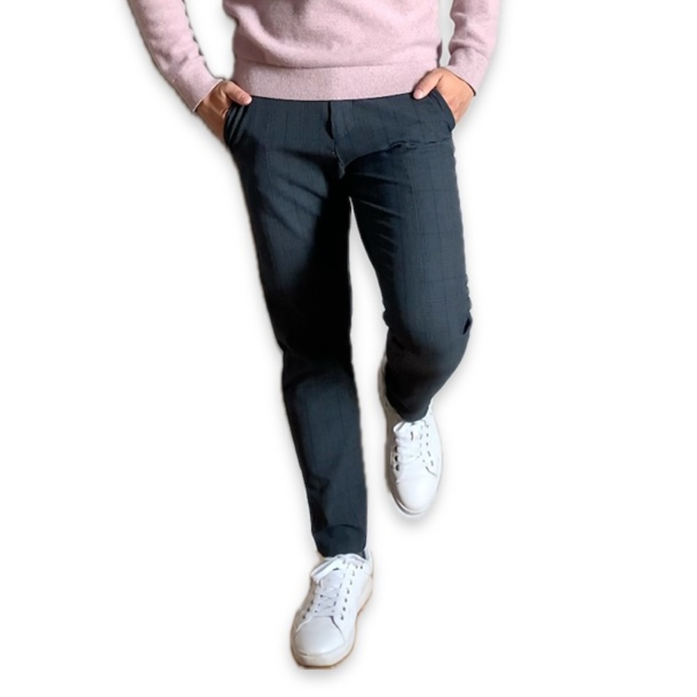 Zara Gray Check Stretch Chino Pants 32
